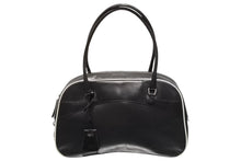 Load image into Gallery viewer, PRADA プラダ ボーリング ハンドバッグ BL0049 ブラック ホワイト レザー シルバー金具 美品 中古 4b012435