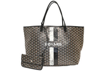 Load image into Gallery viewer, GOYARD ゴヤール マーカージュアート サンルイGM トートバッグ STLOUIGMLTY01CLO1P PVC レザー ブラック ホワイト ブラウン 美品 中古 4b012449