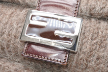 画像をギャラリービューアに読み込む, FENDI フェンディ マンマバケット ワンショルダーバッグ 16059 ウール レザー ブラウン 刺繍 シルバー金具 美品 中古 4b012466