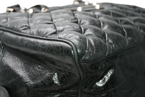 極美品 BALENCIAGA バレンシアガ マトラッセ シティ ハンドバッグ ブラック カーフ シルバー金具 ミニボストン 鞄 168031 中古 4b012486
