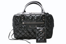 Load image into Gallery viewer, 極美品 BALENCIAGA バレンシアガ マトラッセ シティ ハンドバッグ ブラック カーフ シルバー金具 ミニボストン 鞄 168031 中古 4b012486