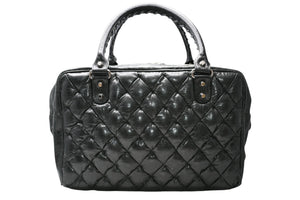 極美品 BALENCIAGA バレンシアガ マトラッセ シティ ハンドバッグ ブラック カーフ シルバー金具 ミニボストン 鞄 168031 中古 4b012486