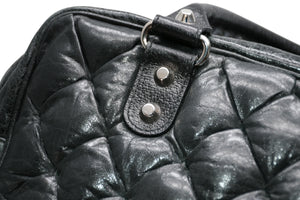 極美品 BALENCIAGA バレンシアガ マトラッセ シティ ハンドバッグ ブラック カーフ シルバー金具 ミニボストン 鞄 168031 中古 4b012486