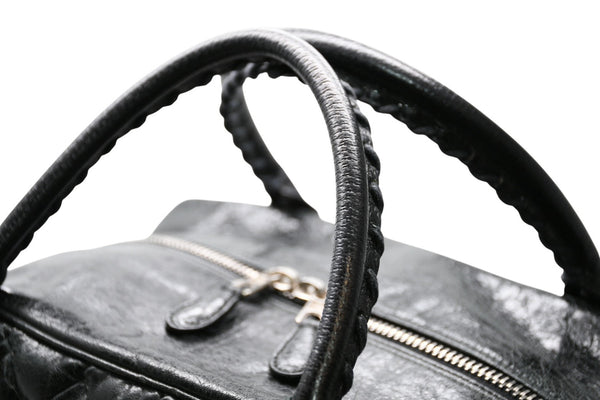 極美品 BALENCIAGA バレンシアガ マトラッセ シティ ハンドバッグ ブラック カーフ シルバー金具 ミニボストン 鞄 168031 中古 4b012486