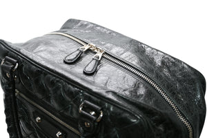極美品 BALENCIAGA バレンシアガ マトラッセ シティ ハンドバッグ ブラック カーフ シルバー金具 ミニボストン 鞄 168031 中古 4b012486