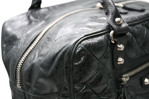 極美品 BALENCIAGA バレンシアガ マトラッセ シティ ハンドバッグ ブラック カーフ シルバー金具 ミニボストン 鞄 168031 中古 4b012486