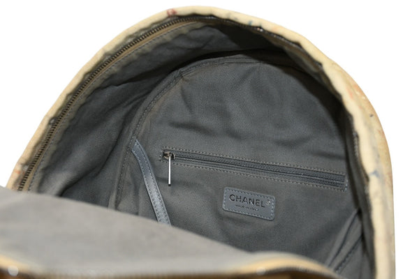 極美品 激レア シャネル CHANEL A92352 2014年コレクション グラフィティ ペイント リュック ベージュ アクト2 中古 4b012495