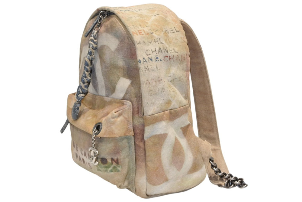 Very Good Condition Very Rare CHANEL A92352 2014 Collection Graffiti Paint Backpack Beige Act 2 Used 4b012495