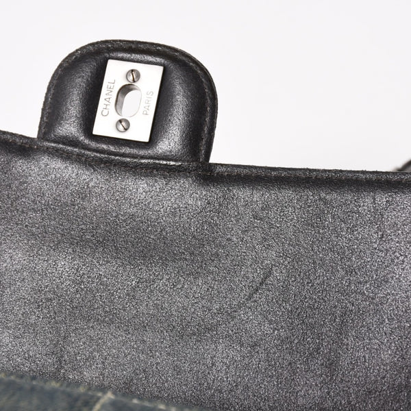 Very good condition CHANEL Chocolate Bar 25 S Flap W Chain Shoulder Bag No. 6 Coco Mark Denim Indigo Blue Used 4a004795