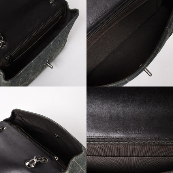 Very good condition CHANEL Chocolate Bar 25 S Flap W Chain Shoulder Bag No. 6 Coco Mark Denim Indigo Blue Used 4a004795
