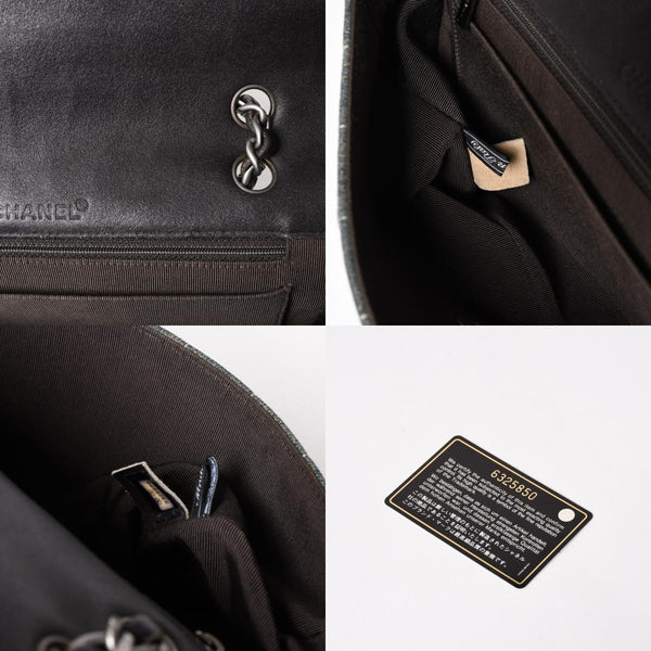 Very good condition CHANEL Chocolate Bar 25 S Flap W Chain Shoulder Bag No. 6 Coco Mark Denim Indigo Blue Used 4a004795