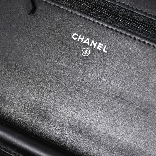 Very Good Condition CHANEL Boy Chanel Chain Shoulder Bag No. 25 Caviar Skin Coco Mark Black Silver Hardware Used 4a005111