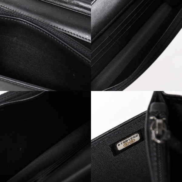 Very Good Condition CHANEL Boy Chanel Chain Shoulder Bag No. 25 Caviar Skin Coco Mark Black Silver Hardware Used 4a005111