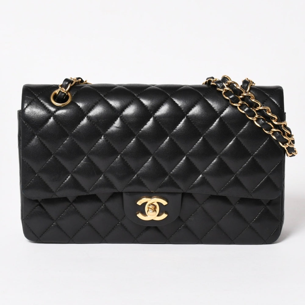 CHANEL Chanel Matelasse 25 W Flap W Chain Shoulder Bag No. 11 Coco Mark Lambskin Black Gold Hardware Good Condition Used 4a005108