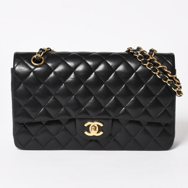 CHANEL Chanel Matelasse 25 W Flap W Chain Shoulder Bag No. 11 Coco Mark Lambskin Black Gold Hardware Good Condition Used 4a005108