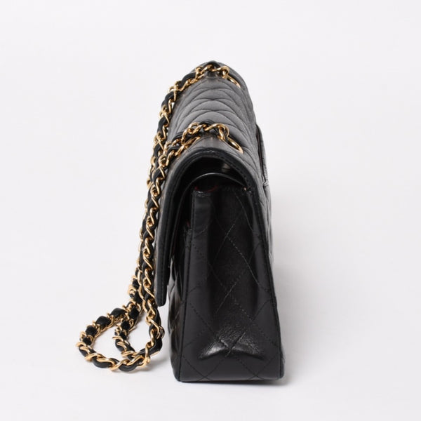 CHANEL Chanel Matelasse 25 W Flap W Chain Shoulder Bag No. 11 Coco Mark Lambskin Black Gold Hardware Good Condition Used 4a005108