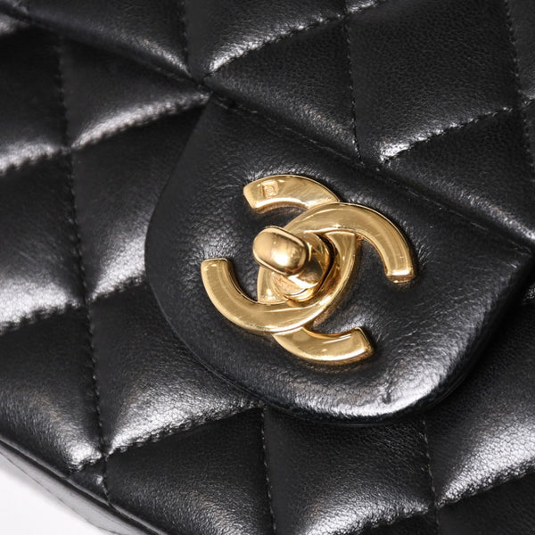 CHANEL Chanel Matelasse 25 W Flap W Chain Shoulder Bag No. 11 Coco Mark Lambskin Black Gold Hardware Good Condition Used 4a005108
