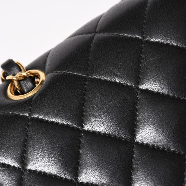 CHANEL Chanel Matelasse 25 W Flap W Chain Shoulder Bag No. 11 Coco Mark Lambskin Black Gold Hardware Good Condition Used 4a005108