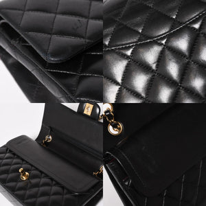 CHANEL Chanel Matelasse 25 W Flap W Chain Shoulder Bag No. 11 Coco Mark Lambskin Black Gold Hardware Good Condition Used 4a005108