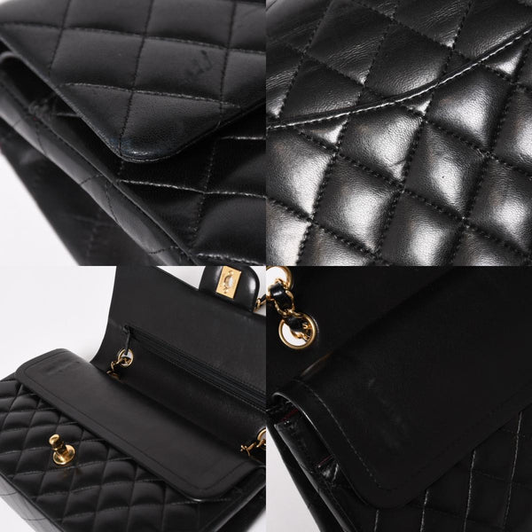 CHANEL Chanel Matelasse 25 W Flap W Chain Shoulder Bag No. 11 Coco Mark Lambskin Black Gold Hardware Good Condition Used 4a005108