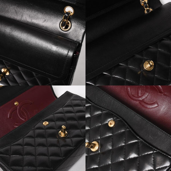 CHANEL Chanel Matelasse 25 W Flap W Chain Shoulder Bag No. 11 Coco Mark Lambskin Black Gold Hardware Good Condition Used 4a005108