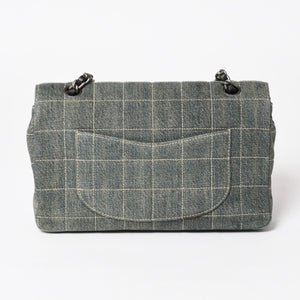 Very good condition CHANEL Chocolate Bar 25 S Flap W Chain Shoulder Bag No. 6 Coco Mark Denim Indigo Blue Used 4a004795