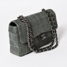 画像をギャラリービューアに読み込む, 極美品 CHANEL シャネル チョコバー25 Sフラップ Wチェーンショルダーバッグ 6番台 ココマーク デニム インディゴブルー 中古 4a004795