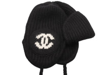 Load image into Gallery viewer, 新品未使用 CHANEL シャネル COCO NEIGE ココ ネージュ フライトキャップ AAB271 ココマーク カシミヤ シルク 中古 4b012516