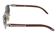 Load image into Gallery viewer, CARTIER カルティエ サングラス アイウェア サイズ51□22 140 ウッドテンプル シルバー ブラウン 美品 中古 4b012547