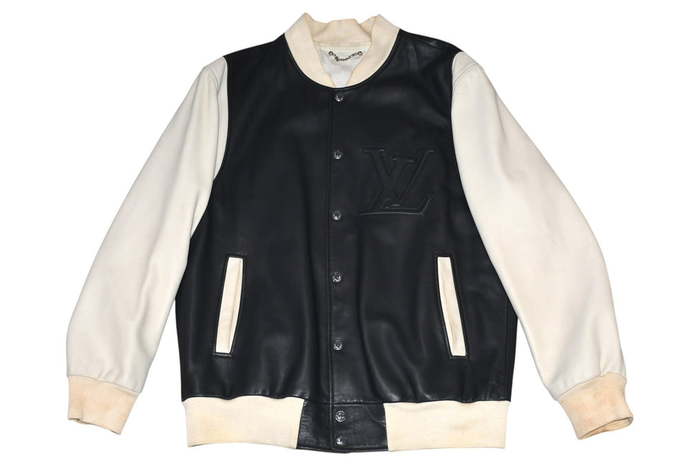 LOUIS VUITTON Varsity Jacket Stadium Jacket RM101M MQLJ03K1T Size 52 Lambskin Embossed Logo Good Condition Used 4b012551
