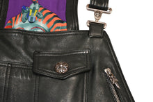 Load image into Gallery viewer, 極美品 CHROME HEARTS クロムハーツ エルメス スカーフ OVERALL レザーオーバーオール 1/1 TAEYANGクロスボール ブラック 中古 4b012677