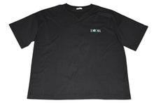 Load image into Gallery viewer, 極美品 DIOR ディオール JARDIN 22AW 半袖Tシャツ ロゴ刺繍 243J685A0677 コットン ブラックターコイズブルー サイズXXL 中古 4b012693