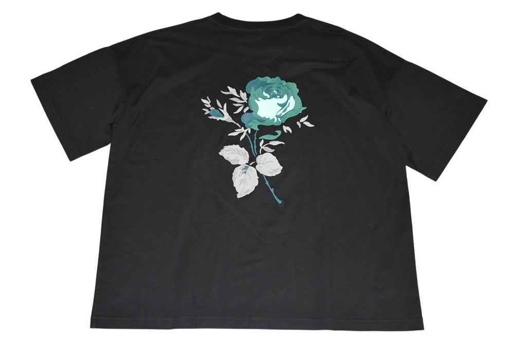 極美品 DIOR ディオール JARDIN 22AW 半袖Tシャツ ロゴ刺繍 243J685A0677 コットン ブラックターコイズブルー サイズXXL 中古 4b012693