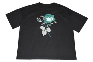 極美品 DIOR ディオール JARDIN 22AW 半袖Tシャツ ロゴ刺繍 243J685A0677 コットン ブラックターコイズブルー サイズXXL 中古 4b012693