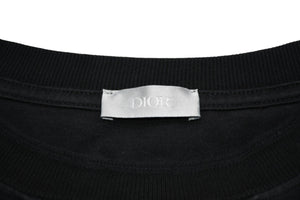 極美品 DIOR ディオール JARDIN 22AW 半袖Tシャツ ロゴ刺繍 243J685A0677 コットン ブラックターコイズブルー サイズXXL 中古 4b012693