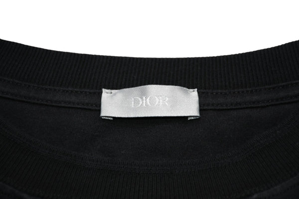 極美品 DIOR ディオール JARDIN 22AW 半袖Tシャツ ロゴ刺繍 243J685A0677 コットン ブラックターコイズブルー サイズXXL 中古 4b012693