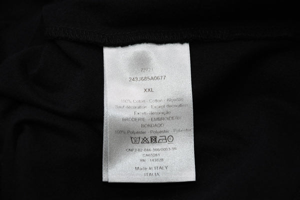 極美品 DIOR ディオール JARDIN 22AW 半袖Tシャツ ロゴ刺繍 243J685A0677 コットン ブラックターコイズブルー サイズXXL 中古 4b012693