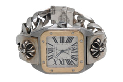 極美品 CHROME HEARTS クロムハーツ カスタムオーダー カルティエ サントス100 LM W200728G コンビ 中古 4b012723