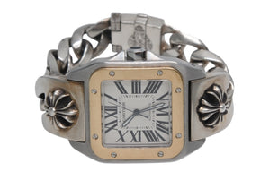 極美品 CHROME HEARTS クロムハーツ カスタムオーダー カルティエ サントス100 LM W200728G コンビ 中古 4b012723