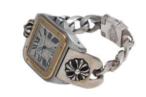 極美品 CHROME HEARTS クロムハーツ カスタムオーダー カルティエ サントス100 LM W200728G コンビ 中古 4b012723