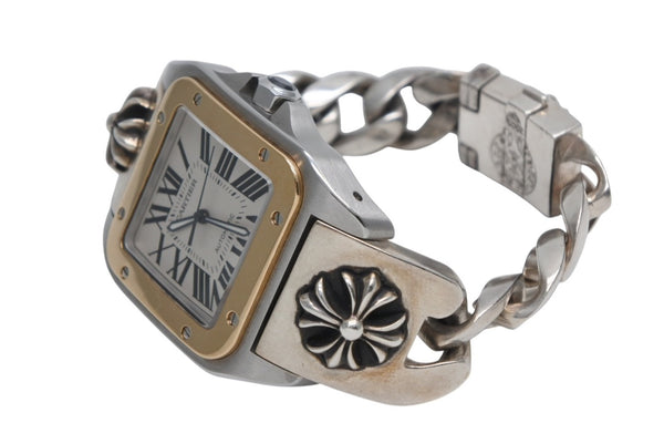 極美品 CHROME HEARTS クロムハーツ カスタムオーダー カルティエ サントス100 LM W200728G コンビ 中古 4b012723
