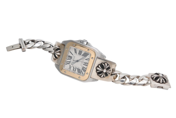 極美品 CHROME HEARTS クロムハーツ カスタムオーダー カルティエ サントス100 LM W200728G コンビ 中古 4b012723