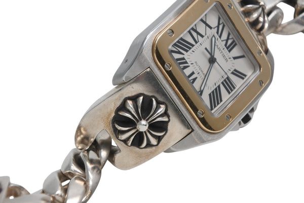 極美品 CHROME HEARTS クロムハーツ カスタムオーダー カルティエ サントス100 LM W200728G コンビ 中古 4b012723
