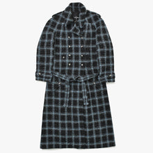 Load image into Gallery viewer, 極美品 CHANEL シャネル ツイード メンズ ロングコート P78174V70206 サイズ50 ココマーク ブルー グレー ブラック ベルト付き 中古 4b012771