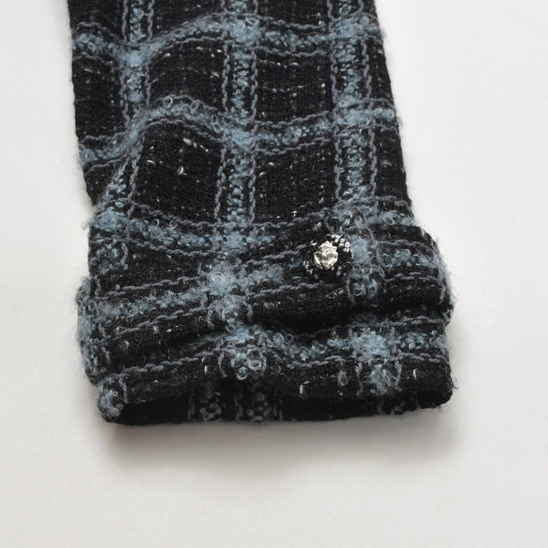 極美品 CHANEL シャネル ツイード メンズ ロングコート P78174V70206 サイズ50 ココマーク ブルー グレー ブラック ベルト付き 中古 4b012771