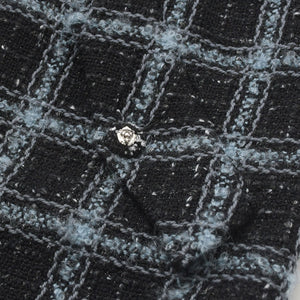 極美品 CHANEL シャネル ツイード メンズ ロングコート P78174V70206 サイズ50 ココマーク ブルー グレー ブラック ベルト付き 中古 4b012771