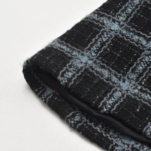 極美品 CHANEL シャネル ツイード メンズ ロングコート P78174V70206 サイズ50 ココマーク ブルー グレー ブラック ベルト付き 中古 4b012771