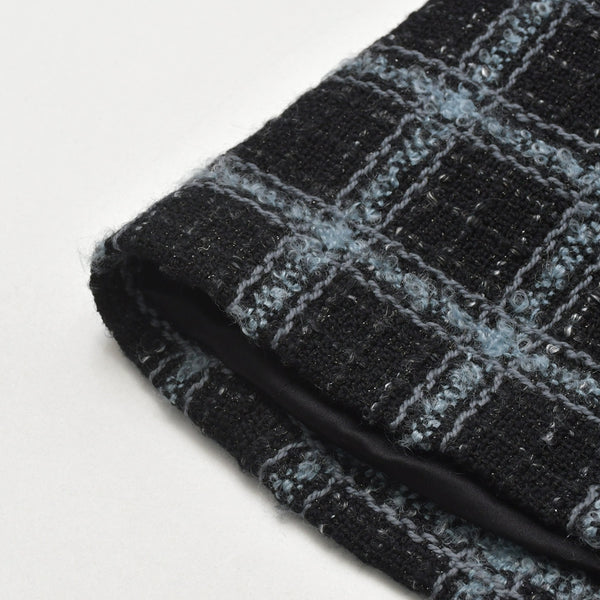 極美品 CHANEL シャネル ツイード メンズ ロングコート P78174V70206 サイズ50 ココマーク ブルー グレー ブラック ベルト付き 中古 4b012771