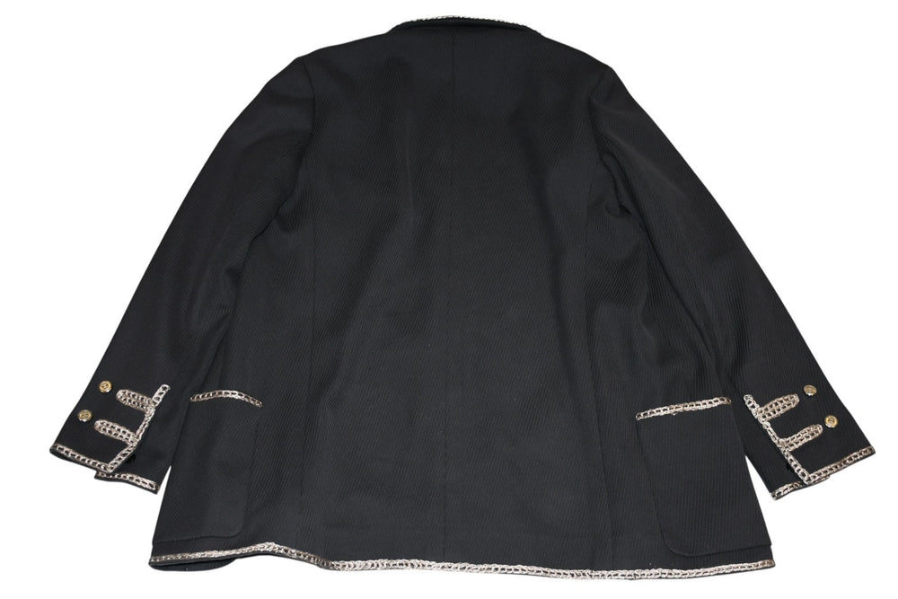 極美品 CHANEL シャネル メンズ ナポレオンジャケット P28758V18249 サイズ48 ココマーク ブラック シルバー コットン 中古 4b012777