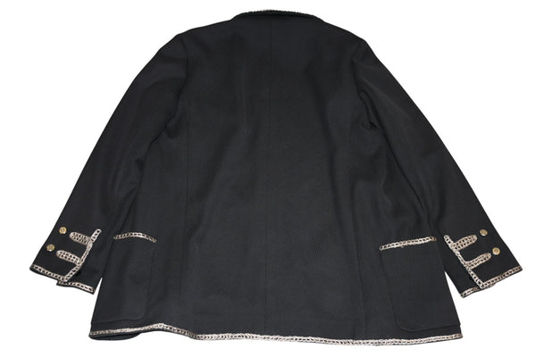 極美品 CHANEL シャネル メンズ ナポレオンジャケット P28758V18249 サイズ48 ココマーク ブラック シルバー コットン 中古 4b012777